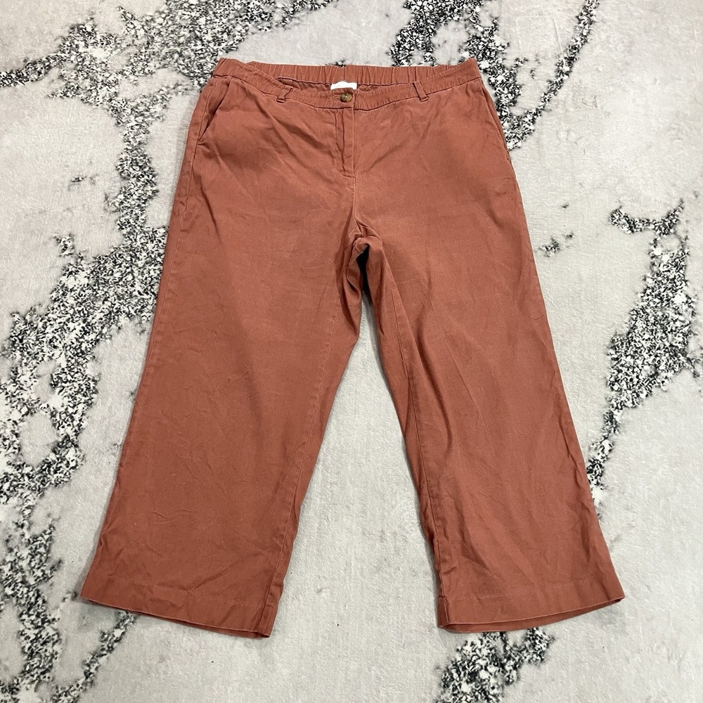J.Jill Linen Stretch Women's Size 16 Terracotta Orange Wide Leg Crop Pants
